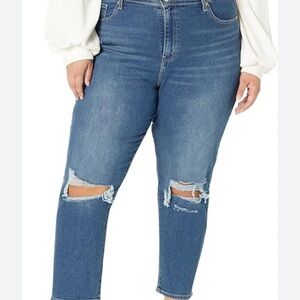 DenimCo distressed raw hem mom jeans size 14
